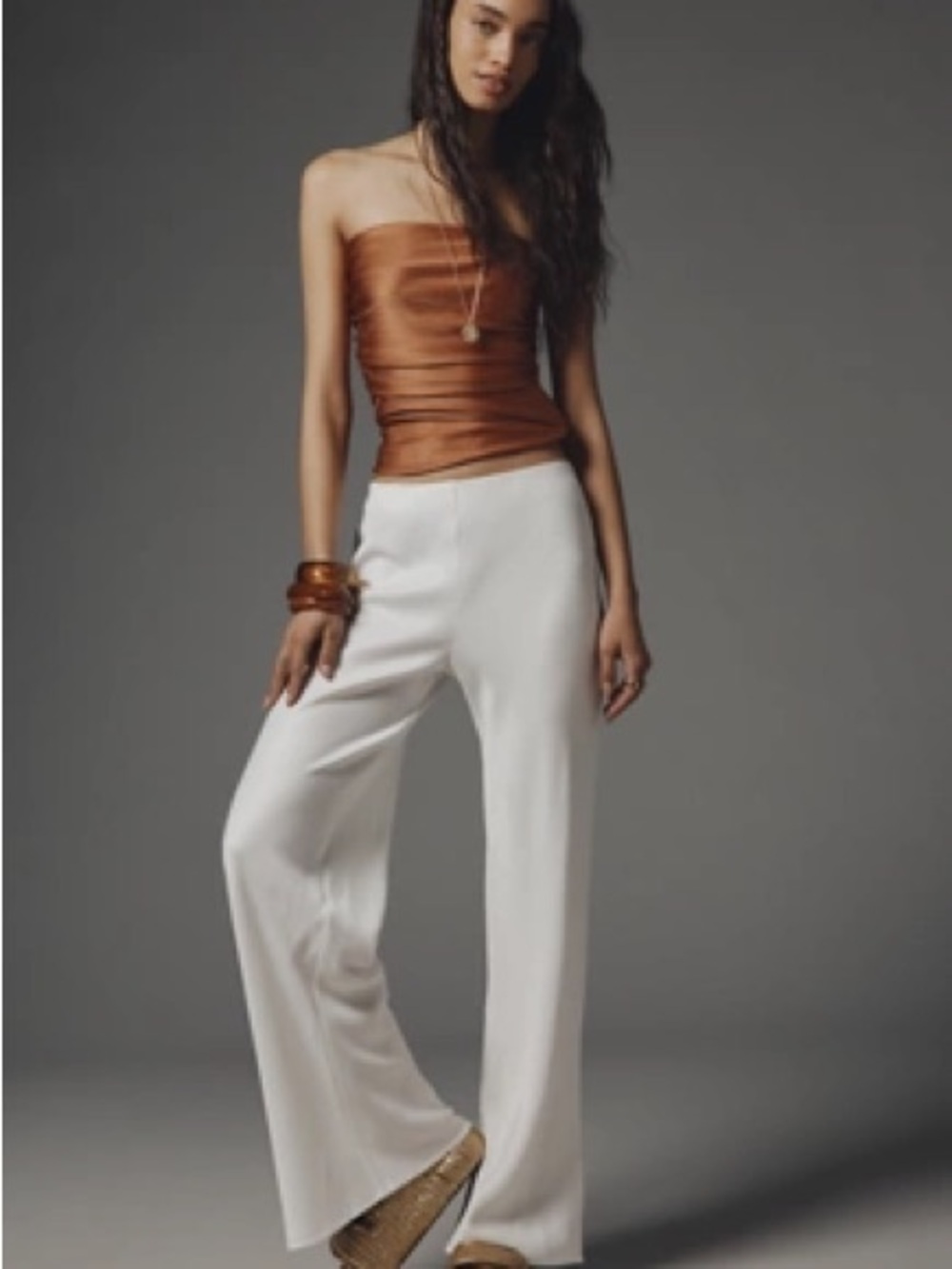 Anthropologie Tilda Wide-Leg Pull-On Ivory Trousers